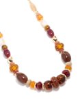 Goldair Gold Burgundy & Orange Resin Beaded Necklace