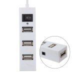 4 Ports USB Hub 2.0 USB Splitter Adapter With Switch White
