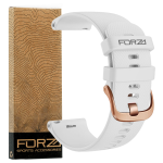 Elite 18MM Quick Release Watch Strap - Garmin - White - Rose Gold Buckle