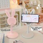 Adjustable Cute Rabbit Phone Holder Stand Plastic Lazy Desk Bracket With Non-slip Mat Retractable Mobile Support For Selfie And