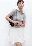 Ribbed Polo Shirt - Light Grey Marl