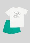 PoP Candy Tee & Short Set - Ecru & Green