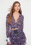 Leopard Print Chiffon Shirt - Lilacmulticolor