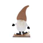 Gnome With Wood Base Standing 20X6X30CM Brown Hat