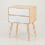 Kuva Pine Two Drawer Hidden Handle Side Table - White Drawers