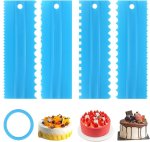 4 Piece Cake Scraper Cake Spatula Smoother Set 8 In 1 Plastic Cake Scraper Cake Cream Smoother Scraper Pastry Cutter Design Text