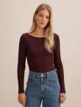 Minka Rib Boat Neck Top - XL Midnight Plum