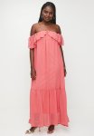 Ruffle Bardot Trapeze Maxi Dress -hot Pink