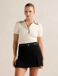 Reagan Contrast Trim Polo Top - L Mono