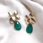 Bloom Earrings In Yellow Gold Vermeil With Emerald Briolettes