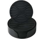 6 Pack Drinking Coasters Silicone Coasters With Holder Cup Mat - Black