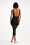 Ashely Draped Backless Midi Dress - Black - XS