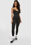 Seamless Rib V Neck Unitard - Black