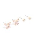 Goldair Gold Pink Diamante Butterfly & Classic Stud Earrings 2-PACK