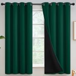 Yakamok 100% Blackout Curtains For Bedroom 63 Inch Length Total Light Blocking Drapes With Black Backing Thermal Insulated Solid