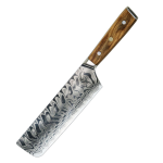 Lifespace Luxury 7" Nakiri Olive Wood Full Tang Damascus Knife
