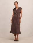 Elsa Sleeveless Trench Midi Dress - 18 Chocolate