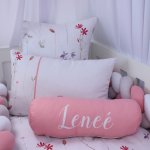 Shaped Pillow Bolster Pillow Plain Pink With Name In White