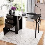 Foldable Nail Table With Dust Collector Manicure Desk For Nail Tech With LED Lamp Wrist Rest Rolling Nail Table For Salon Home B