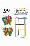100 Plastic Straws & Connectors Construction Building Set Preschool Fine Motor Skill Toys For Girls & Boys
