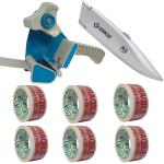- Tape Dispenser With 50M Fragile Tape X6 And Utility Knife