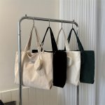 Corduroy Tote Bag With Coin Purse Large-capacity Shoulder Bag Simple Handbag For School Work Shopping