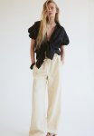Linen-blend Trousers - Pale Yellow