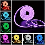 Neon LED Strip Light 16.4FT 5M 600 SMD2835 LED 12V Flexible Silicone LED Neon Rope Light For Indoor And Outdoor Decoration No Po