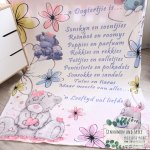 Fleece Blanket Animals And Flowers With Message