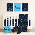 Space Cot Bedding Set Lost In Space Navy Planets