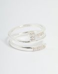 Silver Plated Cubic Zirconia Nail Wrap Ring - M l