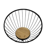 Ashcomonline Multipurpose Fruit And Vegetable Decorative Bowl With Wooden Base Iron Bread Basket
