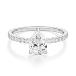 Eamti 2CT Engagement Rings For Women Pear Cut Cz Promise Wedding Bands Travel Silver Ring White Gold Plated Size 6