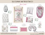 Cot Duvet Bedding Ellie Elephant And Protea Pink Set