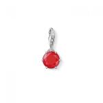 Silver July Red Coral Charm