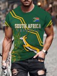 South Africa Themed Animal Graphic Print Men's Crew Neck Short Sleeve T-Shirt Casual Summer T-Shirt For Daily Wear And Vacation