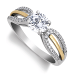 Yellow Gold & Sterling Silver Cubic Zirconia Twisted Bow Ring