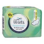 Lil-Lets Essentials Unscented Thick Pads With Wings 8 Pack