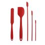 5-PIECE Silicone Spatula Narrow Bottle Jar Scraper Tool Set - Red