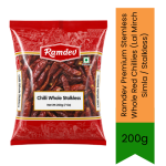 Premium Whole Red Chillies Lal Mirch Stalkless 200G - Vibrant Red Dried Whole Chilli Pods For Tempered Tadka Hot Curries &