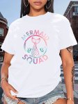 Women's Casual Sport T-Shirt Fashion Trend Gradient Print Short Sleeve Round Neck Comfortable Summer Top Simple Vacation Top