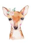 Floral Deer - Acrylic Wall Print - 600MM X 600MM