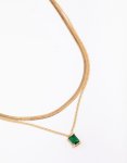 Goldair Gold Plated Baguette Snake Emerald Layered Necklace