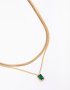 Goldair Gold Plated Baguette Snake Emerald Layered Necklace