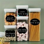 36PCS Reusable Food Storage Container Labels Waterproof Glue-free Self-adhesive Blackboard Sticker For Spices Cheese And More Ki