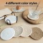 4-PIECE Set Absorbent Drink Coasters: Minimalist Cotton Fabric Coasters With Non-woven Lining For Coffee Table Home Decor Bar Housewarming Gift