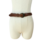 Brown Vintage Plaited Leather Belt - M l
