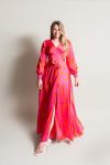 Satin Wrap Dress - 46 Coral Pink