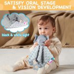 Elephant Security Blanket For Toddlers - Soft Cotton Snuggle Animal Toy Hand Washable Baby Lovey Gift For Boys & Girls Aged 3-12