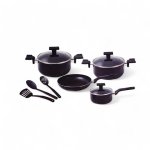 10 Piece Non-stick Aluminium Cookware Set Black